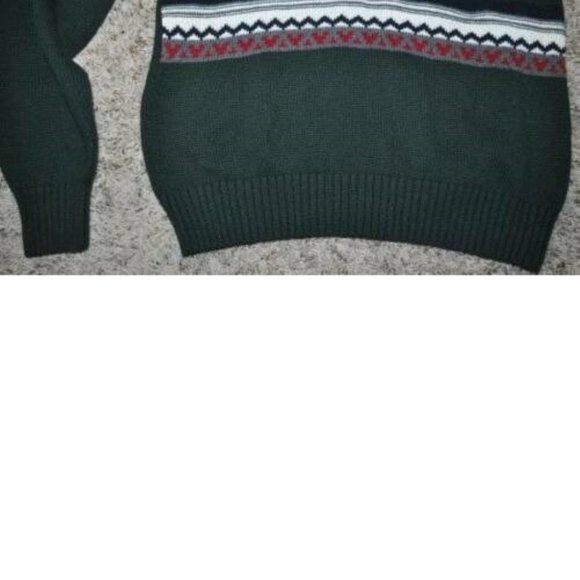 Mens Sweater Dockers Green Moose Small Crewneck Long Sleeve Winter Holiday - Picture 4 of 5